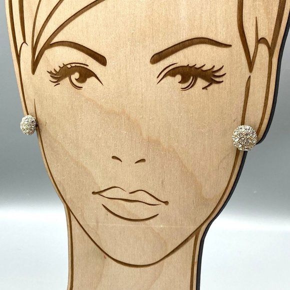 Vintage Minimalist Pave Dome Earrings, Silver Tone Sparkle Buttons, Clip On Glam - Picture 1 of 5